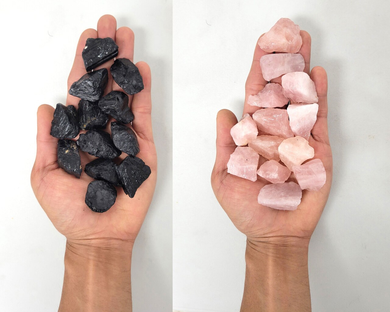 Black tourmaline and top rose quartz together